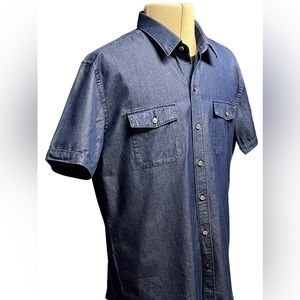 HUGO BOSS Men’s XL SHARP FIT 100% Cotton Button-Down Short Sleeve Casual Shirt